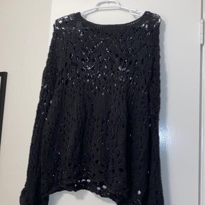Free People Charcoal gray laced sweater
